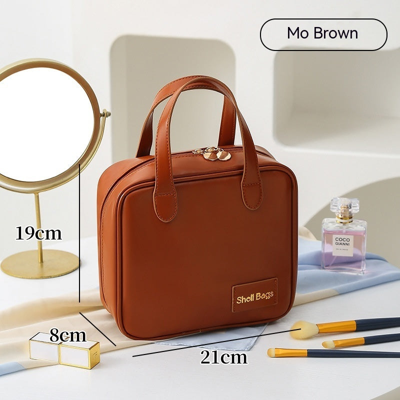 Shell Bag Large Leather Pouch Cosmetic Bag