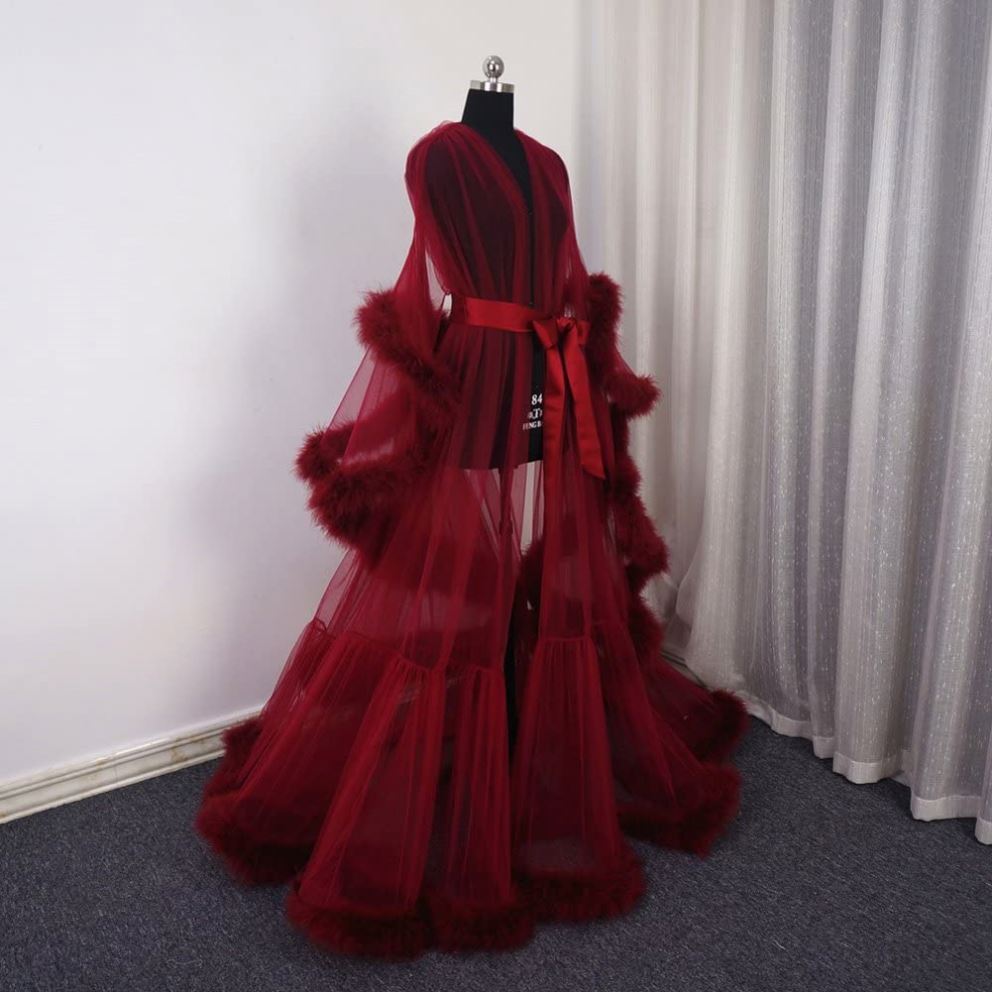 Women's Lingerie Gown Fur Robe