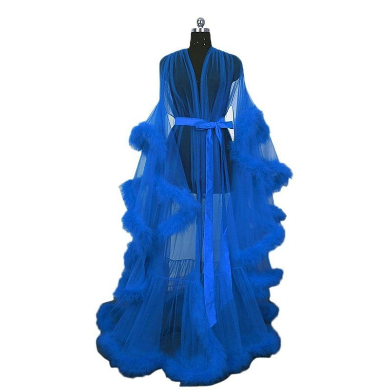 Women's Lingerie Gown Fur Robe