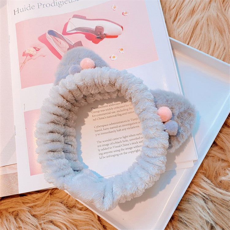 Plush Cat Ears Face Wash Headband