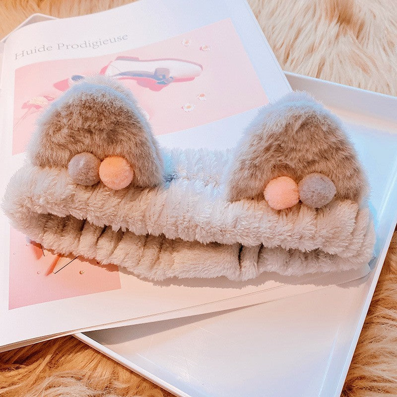 Plush Cat Ears Face Wash Headband