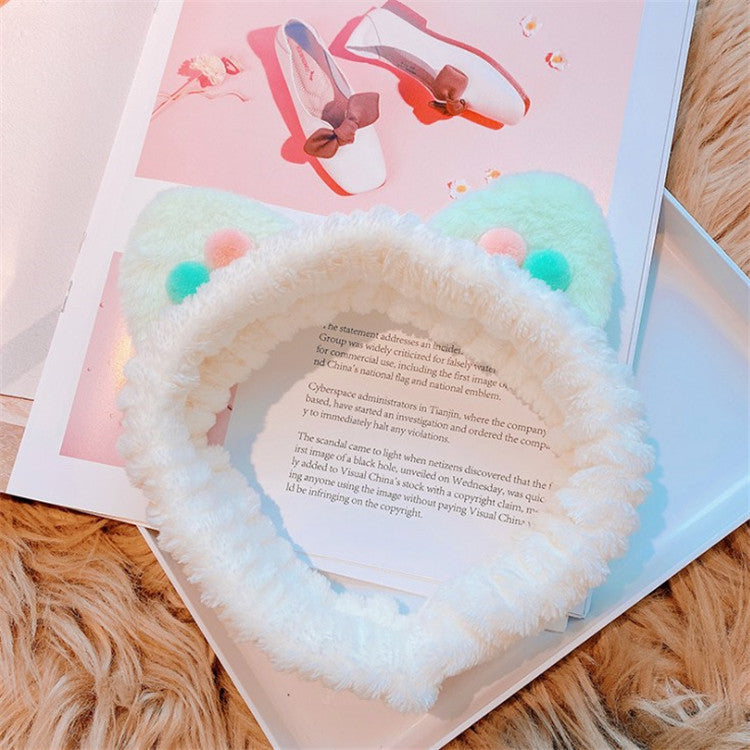 Plush Cat Ears Face Wash Headband