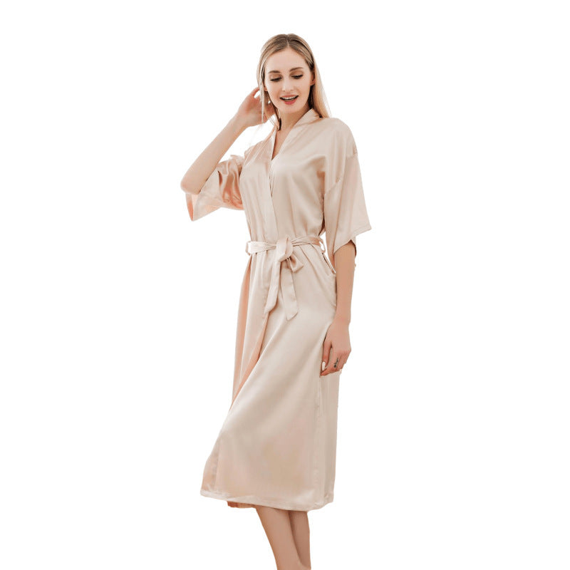 Chic Long Satin Robe For Women