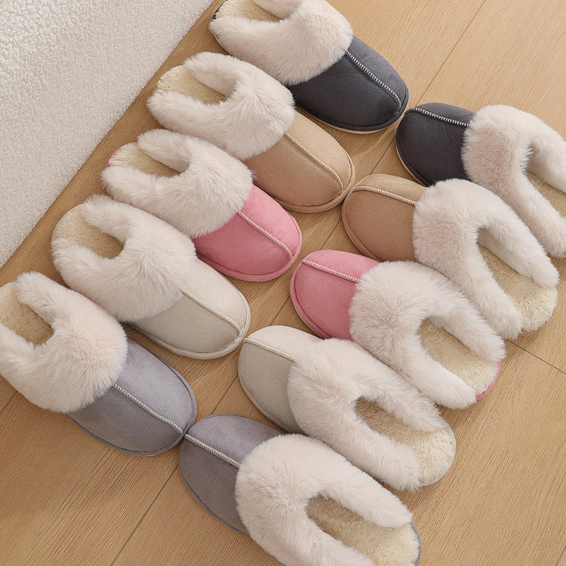 Classy Soft Lined Cotton Plush Fuzzy Indoor Slippers