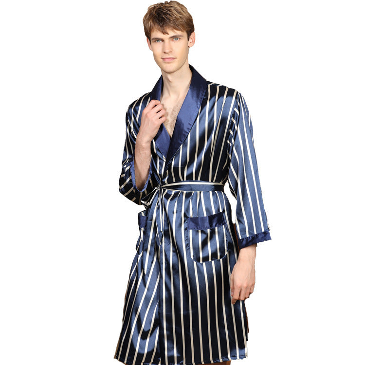 Men's Silk Long Sleeve Nightgown Robe