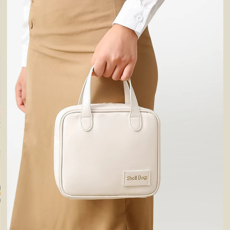 Shell Bag Large Leather Pouch Cosmetic Bag