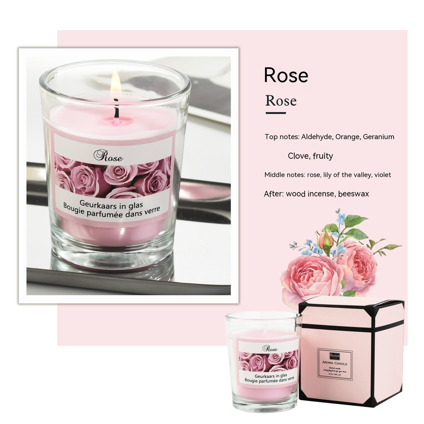 Natural Handmade Glass Romantic Fragrance Candles