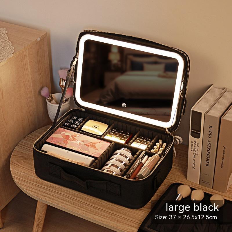 Classy Mirror And LED Light Cosmetic Bag