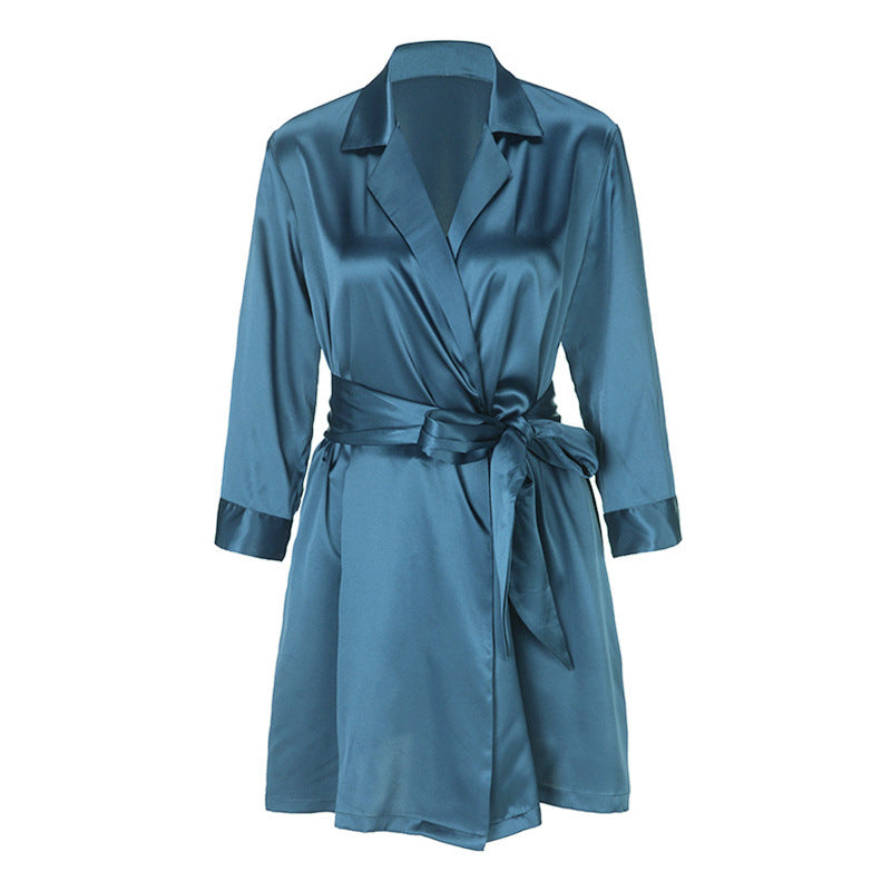 French Satin Silk Robe