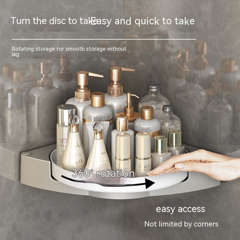 Rotating Bathroom Wall-mounted Corner Punch-free Storage Rack