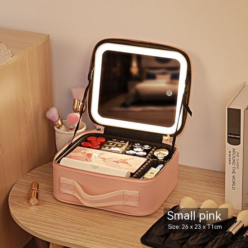 Classy Mirror And LED Light Cosmetic Bag