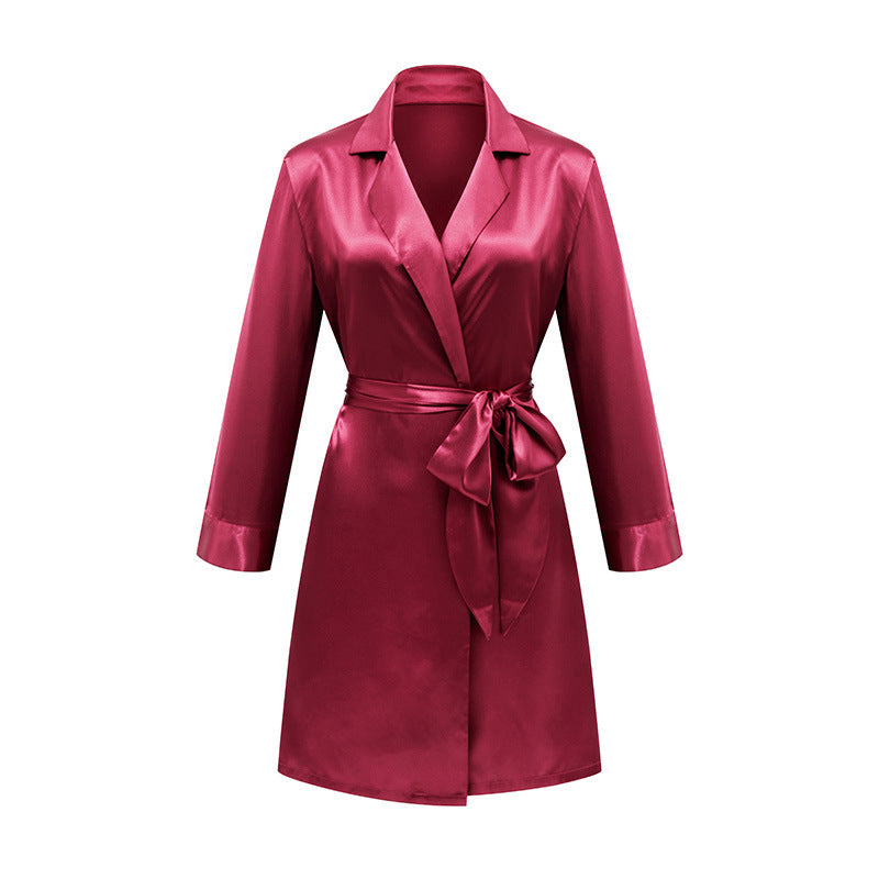 French Satin Silk Robe