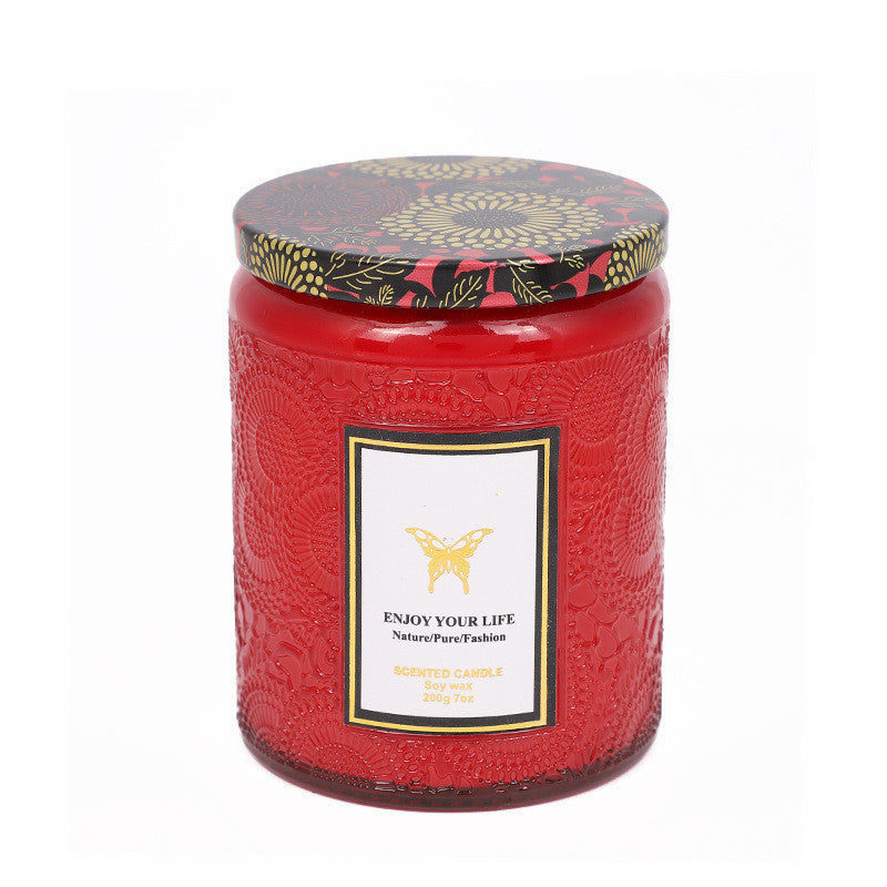 Luxury Handmade Scented Candles In Embossed Glass