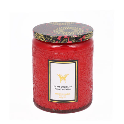Luxury Handmade Scented Candles In Embossed Glass