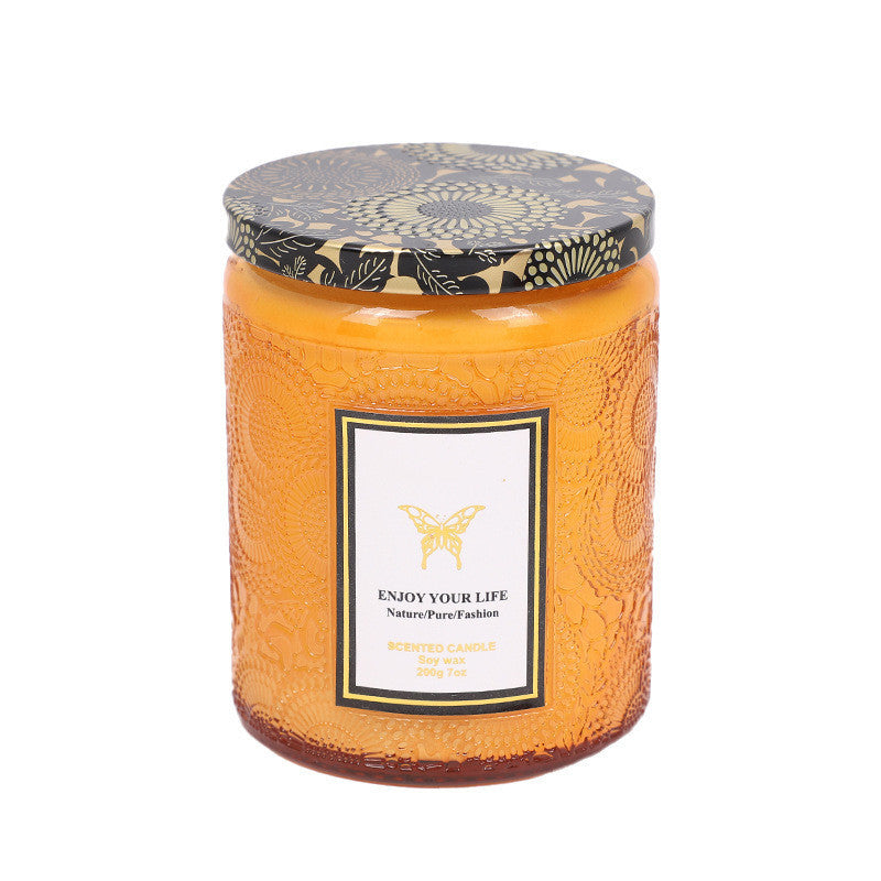 Luxury Handmade Scented Candles In Embossed Glass
