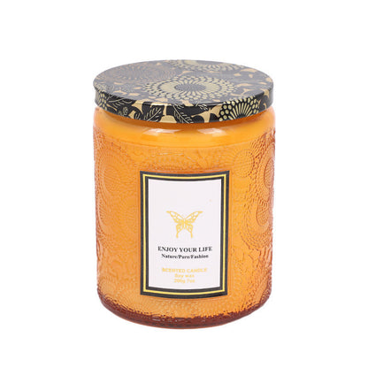 Luxury Handmade Scented Candles In Embossed Glass