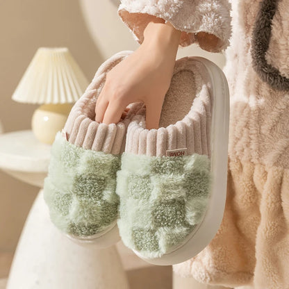 Plaid Plush Indoor Slippers