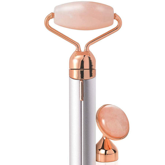 Electric Vibrating Natural Rose Quartz Jade Facial Roller