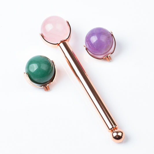 Three Head Natural Jade Ball Roller