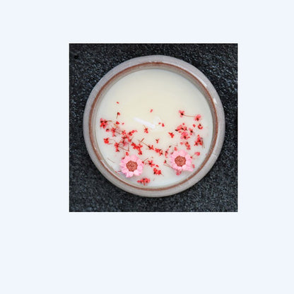 Handmade Ceramic Cup With Dried Flowers Scented Candles