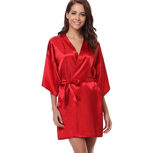 Ladies Silk Satin Dressing Gown Robe