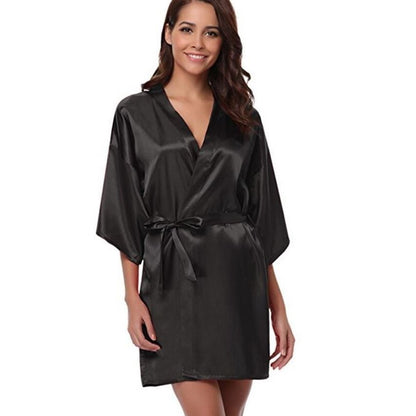 Ladies Silk Satin Dressing Gown Robe