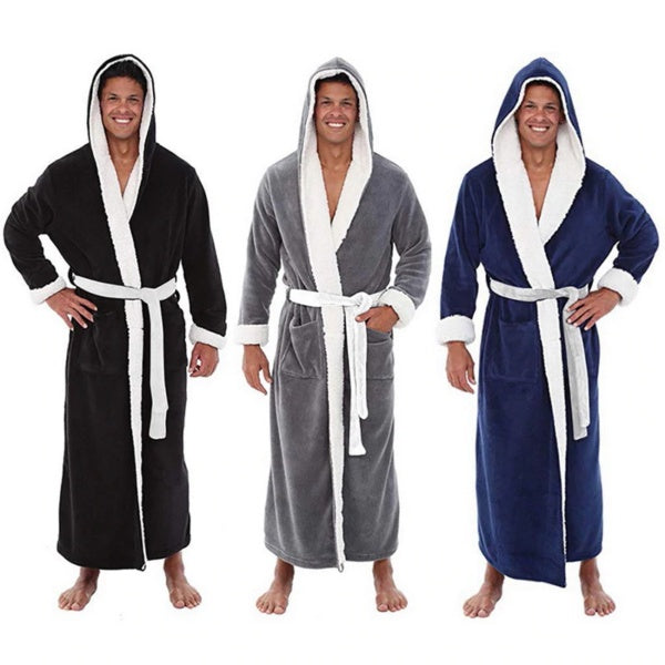 Men's Long Cotton Robe With Hood