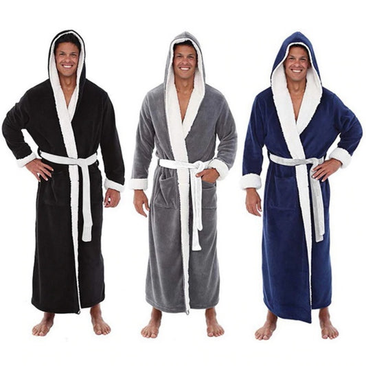 Men's Long Cotton Robe With Hood