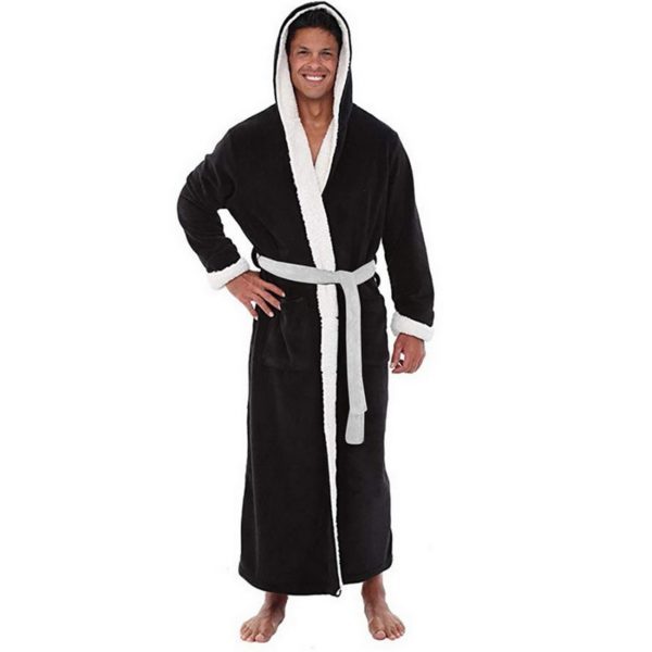 Men's Long Cotton Robe With Hood