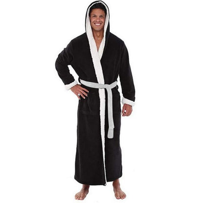 Men's Long Cotton Robe With Hood
