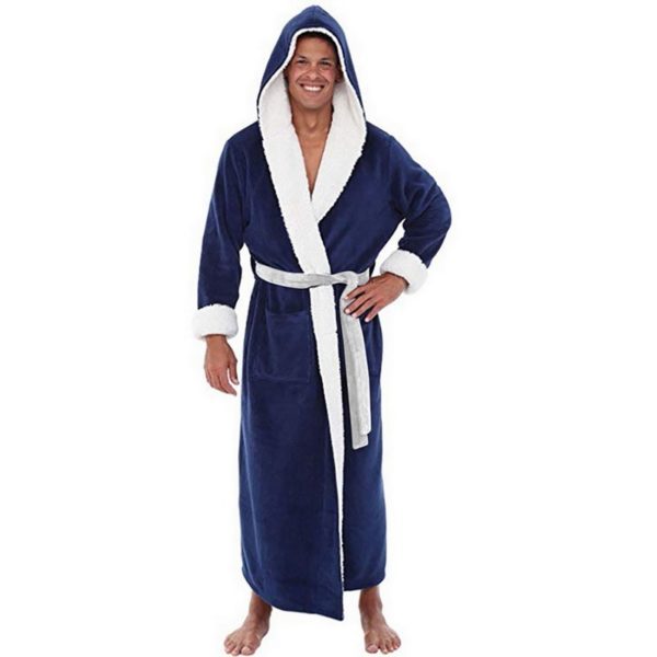 Men's Long Cotton Robe With Hood