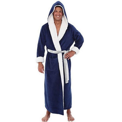 Men's Long Cotton Robe With Hood