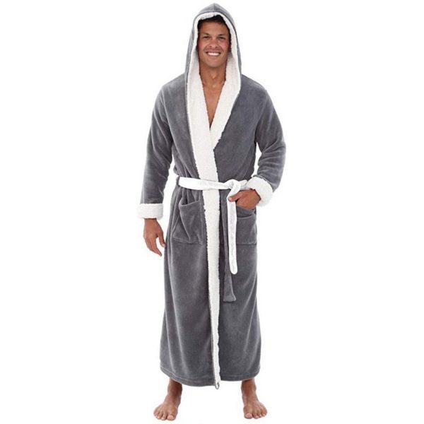 Men's Long Cotton Robe With Hood