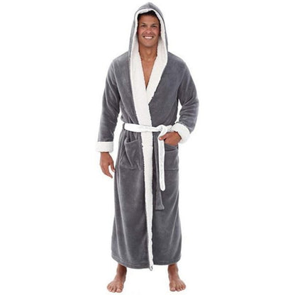 Men's Long Cotton Robe With Hood