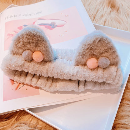 Plush Cat Ears Face Wash Headband