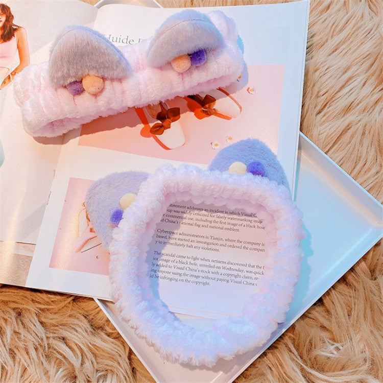 Plush Cat Ears Face Wash Headband