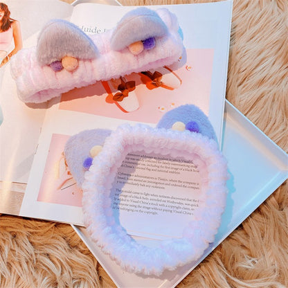 Plush Cat Ears Face Wash Headband