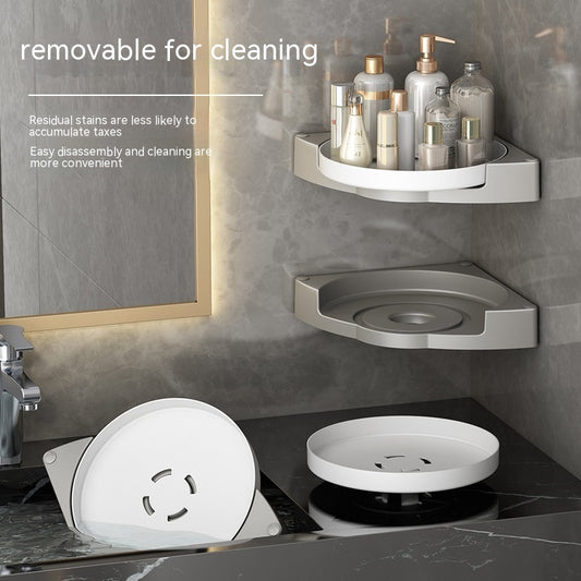 Rotating Bathroom Wall-mounted Corner Punch-free Storage Rack