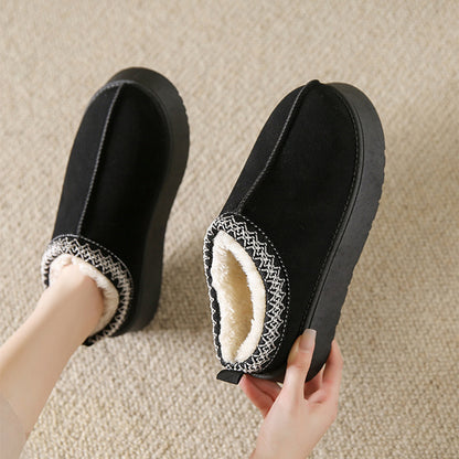 Suede Baotou Plush Cotton Ankle Flats Indoor Slippers