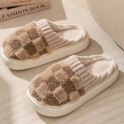 Plaid Plush Indoor Slippers