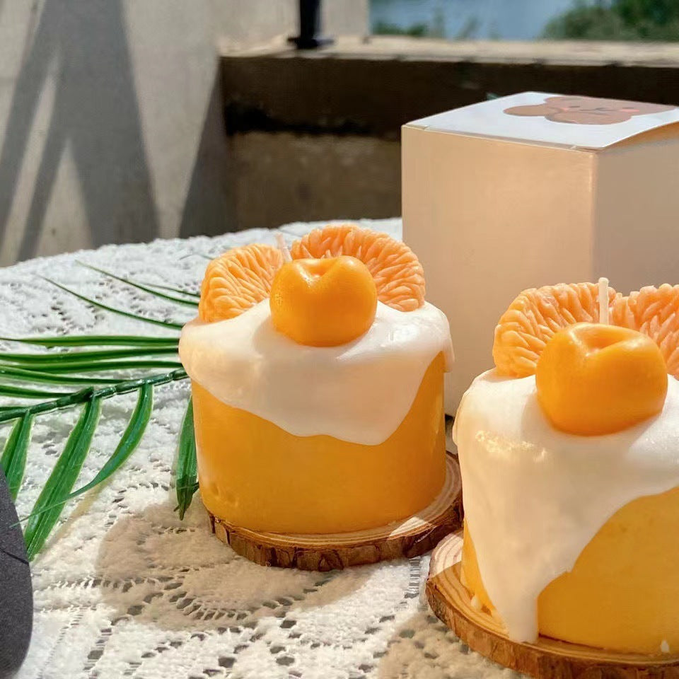 Handmade Cute Orange Fruit Cream Cupcake Scented Candles