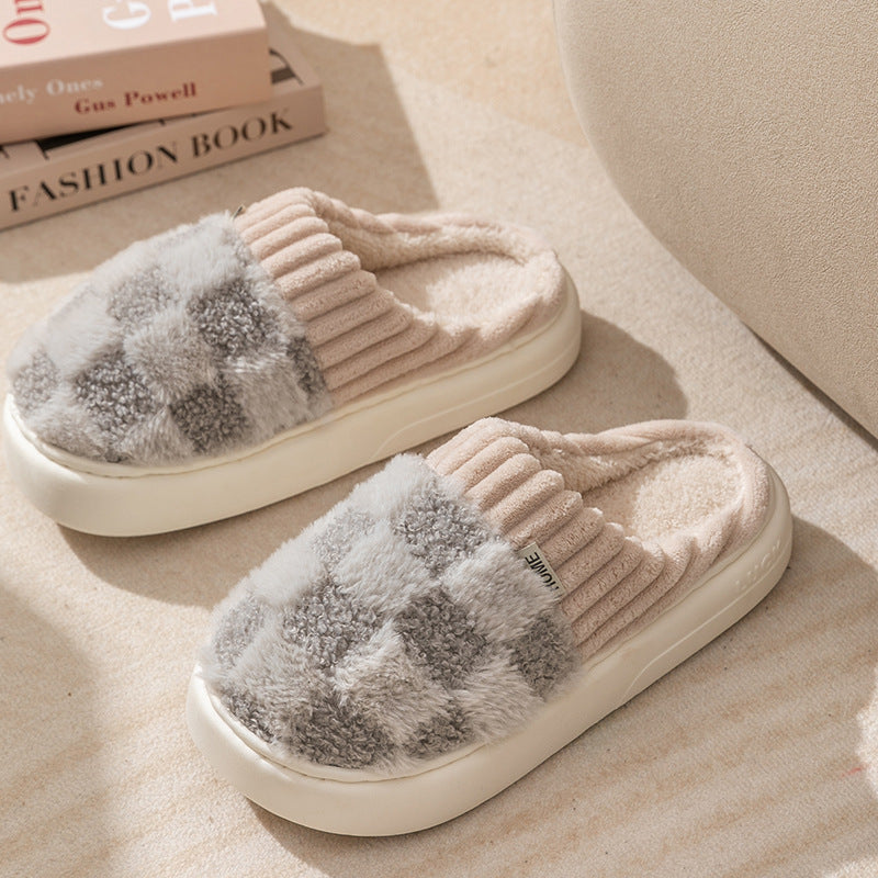 Plaid Plush Indoor Slippers