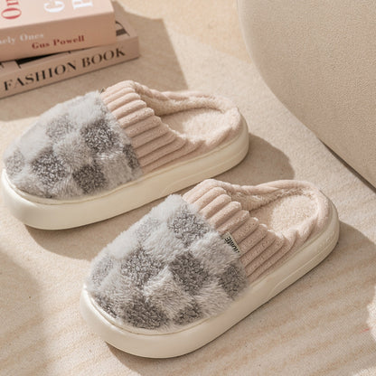 Plaid Plush Indoor Slippers