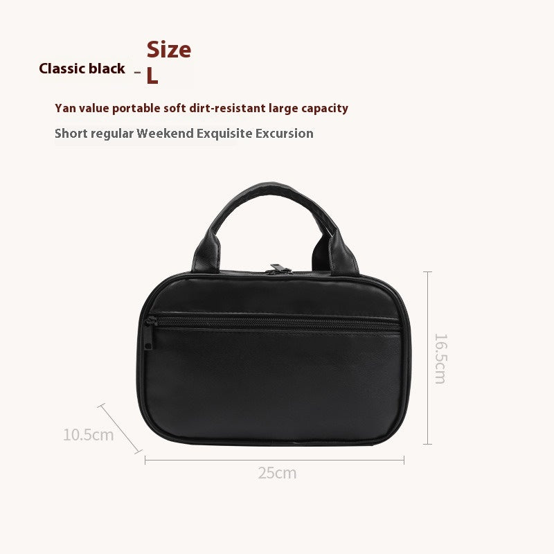 Modern Pu Leather Waterproof Cosmetic Bag With Handle