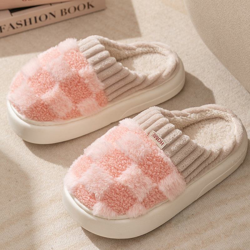 Plaid Plush Indoor Slippers