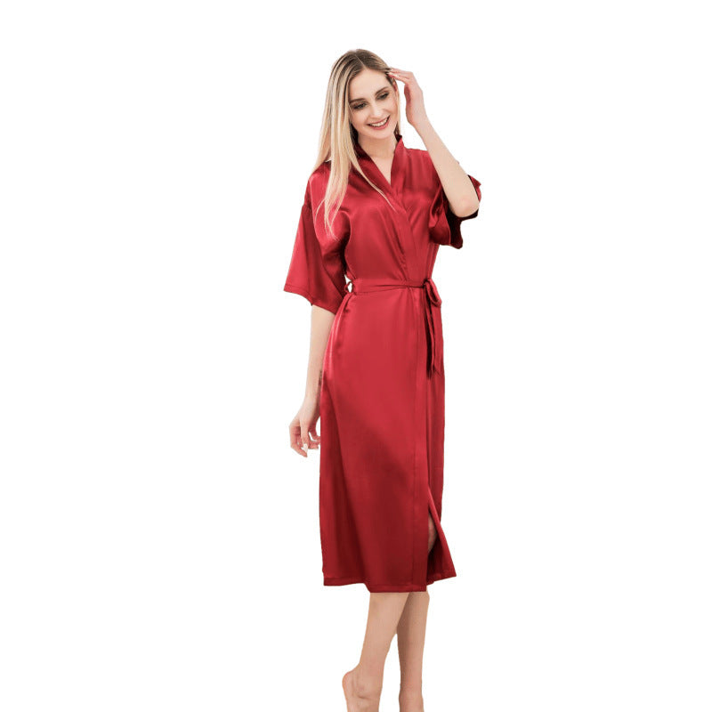 Chic Long Satin Robe For Women