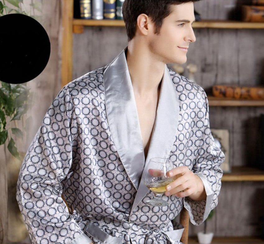 Men's Pattern Silk Nightgown Robe