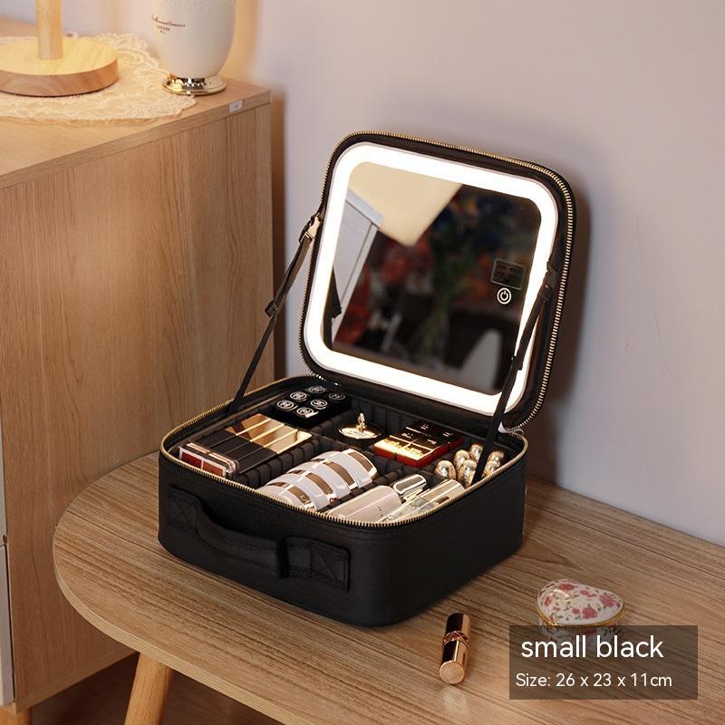 Classy Mirror And LED Light Cosmetic Bag