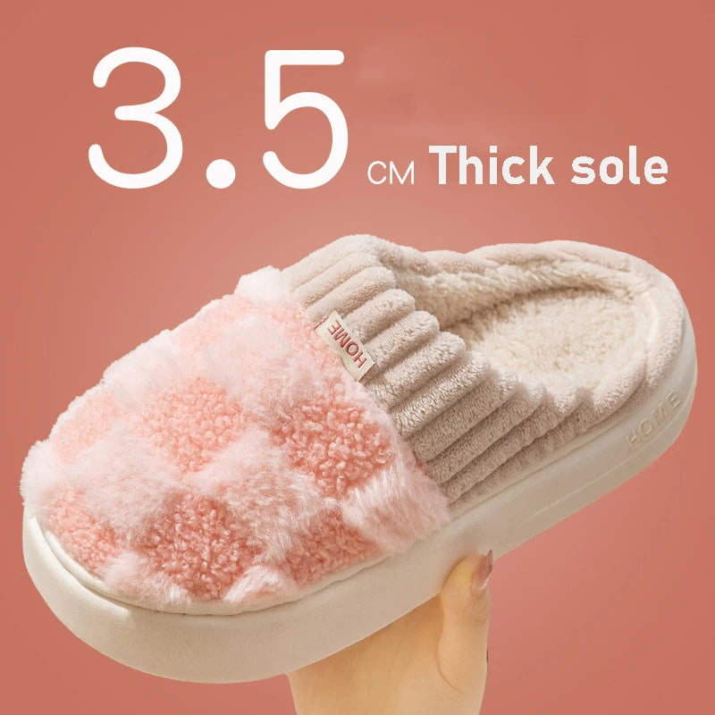 Plaid Plush Indoor Slippers
