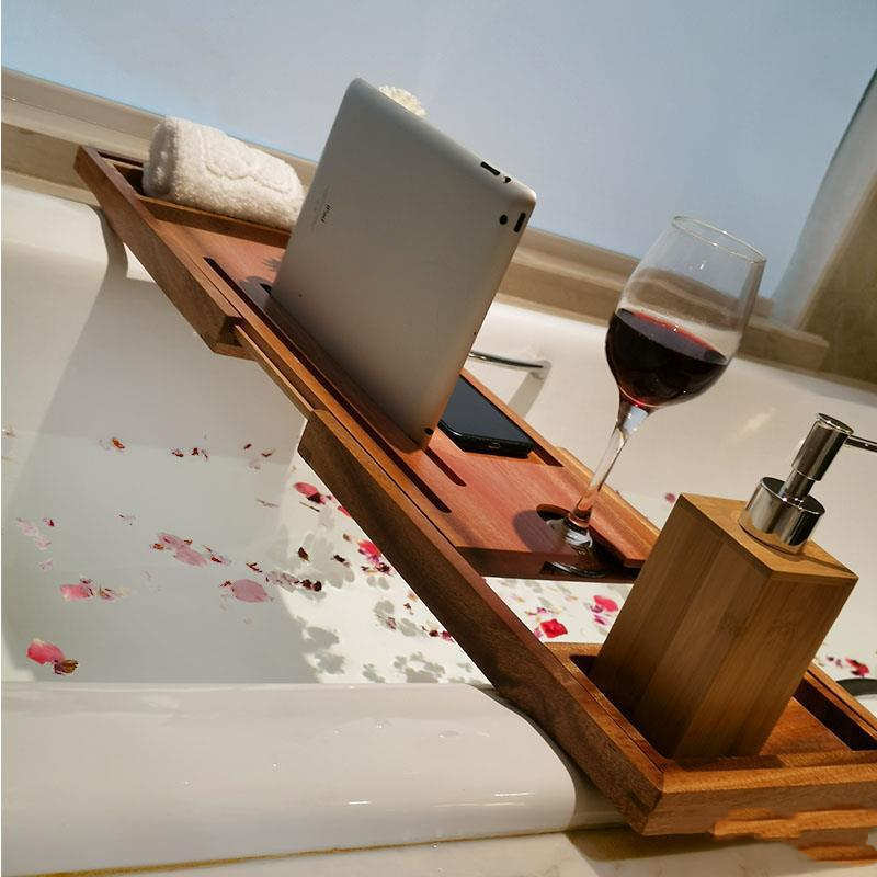 Quality Bamboo Wood Bathtub Rack Bath Tray